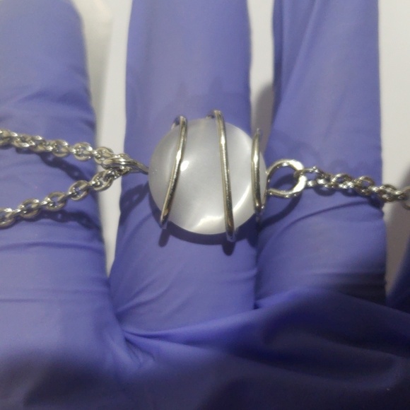 Silver tone Grey Stone Beaded Twisted Design Necklace - Women's Fashion Jewelry - Picture 7 of 8